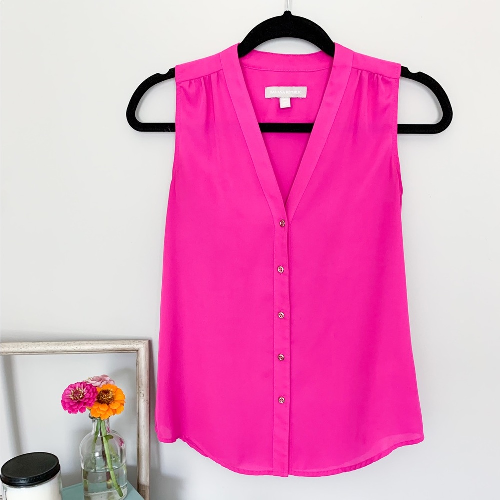 Banana Republic Fuchsia Sleeveless Blouse …